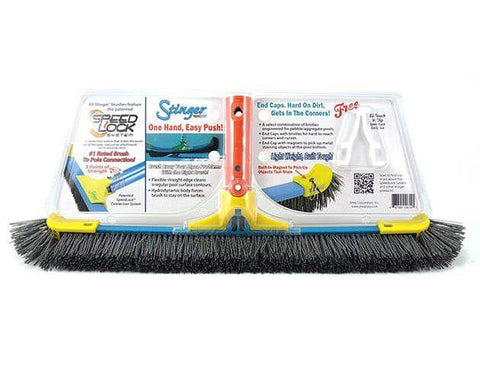 18" Stinger Pebble Pool Brush – Heavy Grit Bristles for Pebble Tec® & Rough Surfaces for swimming pools