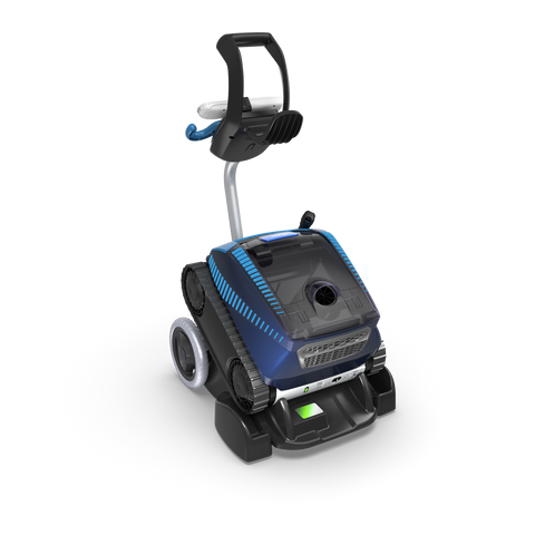 Polaris Freedom Plus cordless Robotic Sweeper mounted on caddy