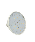 Circular LED light component on a white background