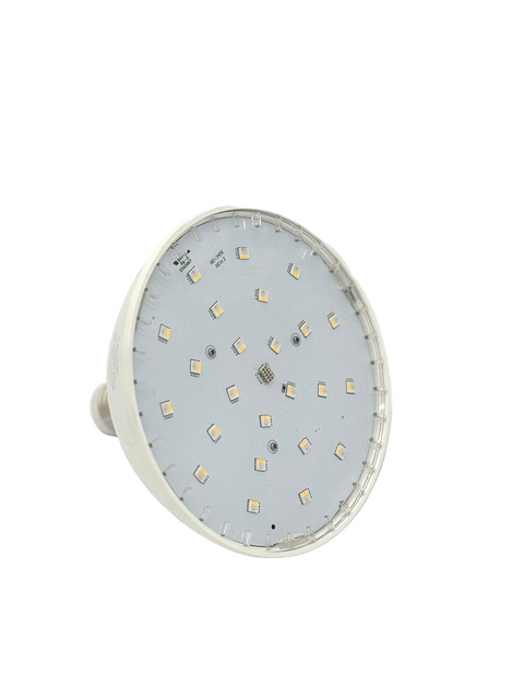 Circular LED light component on a white background