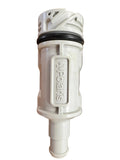 A white plastic Polars water filter cartridge with a black rubber O-ring, shown vertically on a textured brown surface.
