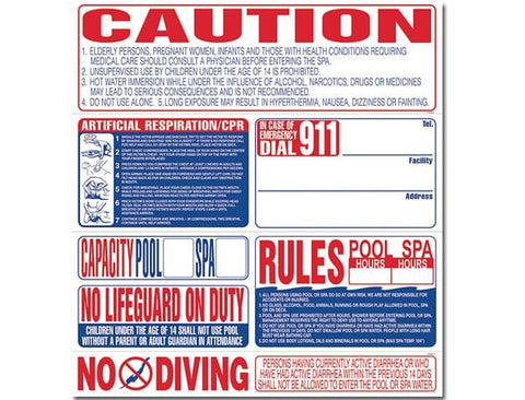 Oreq 8 - In - 1 Pool & Spa Safety Sign – Commercial Grade for swimming pools