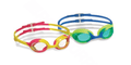 Swimline Nova Gummy Kids Swim Goggles 93491 pair in red-yellow and blue-green for pool use