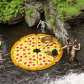 Swimline Pool Pizza Slice Inflatable Float 90645 in natural water setting with swimmers